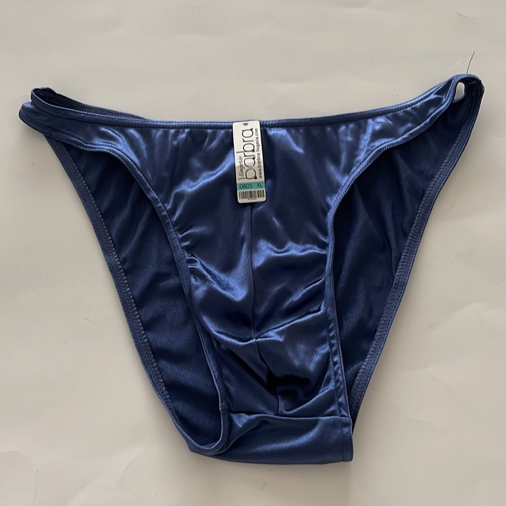 NWT Barbra Women’s Blue Silky Satin Thong